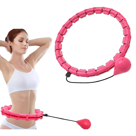 Cerc Fitness Pentru Slabit Hula Hoop SUPER TRENDS®, Pentru Abdomen si Subtierea Taliei, Detasabil, Antrenamente Acasa, Model Ajustabil, Roz [1]