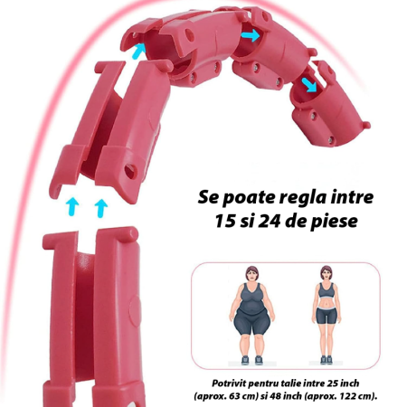 Cerc Fitness Pentru Slabit Hula Hoop SUPER TRENDS®, Pentru Abdomen si Subtierea Taliei, Detasabil, Antrenamente Acasa, Model Ajustabil, Roz [3]