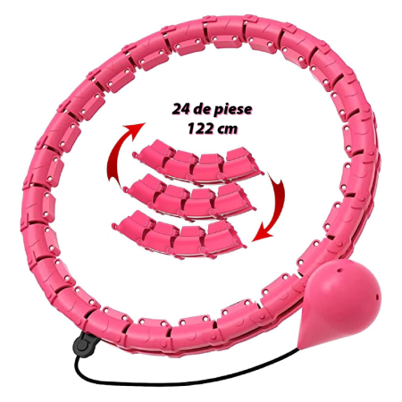 Cerc Fitness Pentru Slabit Hula Hoop SUPER TRENDS®, Pentru Abdomen si Subtierea Taliei, Detasabil, Antrenamente Acasa, Model Ajustabil, Roz [2]