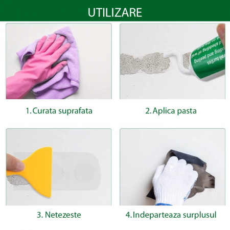 1 + 1 Buc GRATIS Chit Pentru Repararea Crapaturilor Din Pereti Profesional SUPER TRENDS®, Spatula si Varf de Aplicare Incluse, Pasta cu Aderenta Buna si Uscare Rapida, Alb [5]