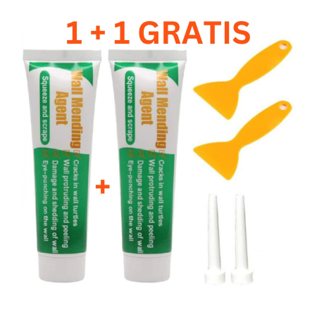Produse - 1 + 1 Buc GRATIS Chit Pentru Repararea Crapaturilor Din Pereti Profesional SUPER TRENDS®, Spatula si Varf de Aplicare Incluse, Pasta cu Aderenta Buna si Uscare Rapida, Alb