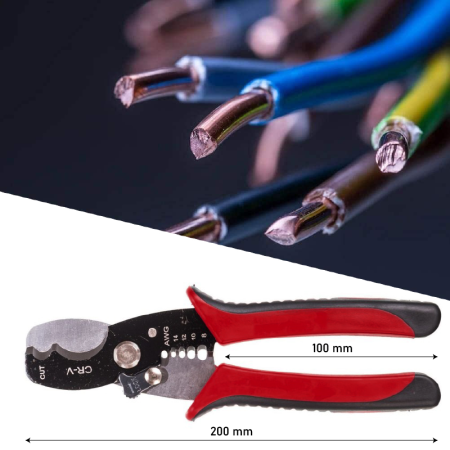 Cleste Multifunctional Dezizolat Cabluri 2.5-8 mm² SUPER TRENDS®, Taiere Pana la 22 mm, Manere Antialunecare, Rosu-Negru [2]