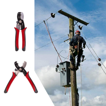 Cleste Multifunctional Dezizolat Cabluri 2.5-8 mm² SUPER TRENDS®, Taiere Pana la 22 mm, Manere Antialunecare, Rosu-Negru [3]