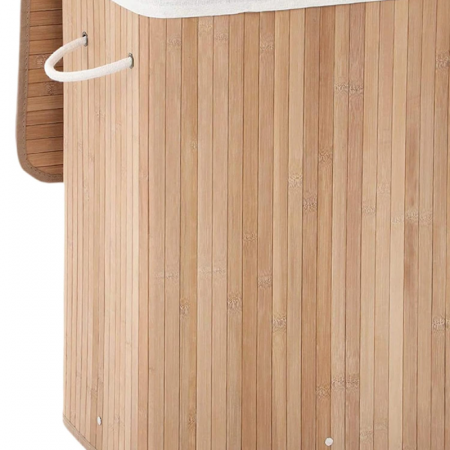 Cos de Rufe din Bambus Premium SUPER TRENDS®, Pliabil, cu Captuseala Detasabila Lavabila, 72L, 40x30x60cm, natural [4]