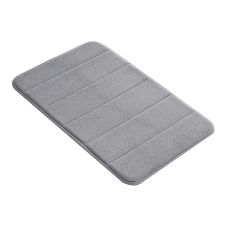 Casa & Gradina - Covor de Baie cu Spuma de Memorie SUPER TRENDS®, Moale, Antiderapant, cu Baza Din Cauciuc Antialunecare, Model Dungi Gri, 50 x 80 cm