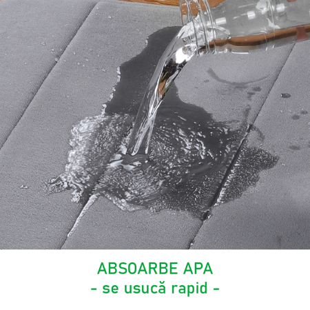 Covor de Baie cu Spuma de Memorie SUPER TRENDS®, Moale, Antiderapant, cu Baza Din Cauciuc Antialunecare, Model Dungi Gri, 50 x 80 cm [7]