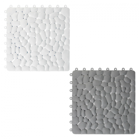 Covoras de Baie Antiderapant Premium SUPER TRENDS®, Ventuze Pentru Fixare si Gauri de Scurgere, se Poate Imbina, Usor de Curatat, Rezistent, Pentru podelele de Dus si Baie, 30 x 30 cm, 1 Buc, Gri [1]