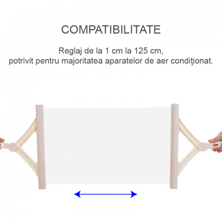 Deflector Extensibil Pentru Aer Conditionat Premium SUPER TRENDS®, Reglare Flux de Aer, Lungime Reglabila Intre 1-125 cm, Alb [1]
