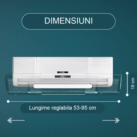 Deflector Pentru Aer Conditionat Premium SUPER TRENDS®, Reglare Flux de Aer, Lungime Reglabila Intre 53-95 cm, Transparent [1]