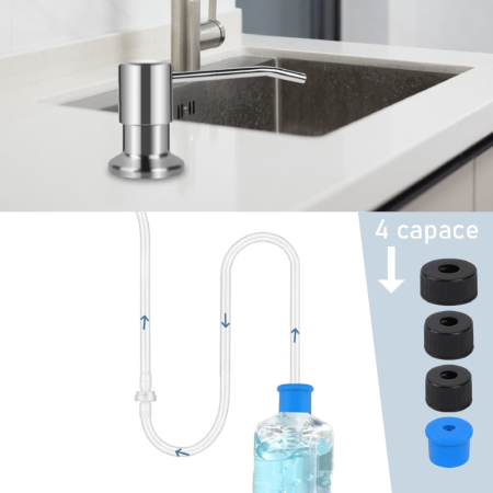 Dispenser de Sapun Pentru Chiuveta SUPER TRENDS®, Incorporabil in Blat, cu Cap de Pompa si Tub Extensibil de 100 cm, Util in Bucatarie si Baie [4]
