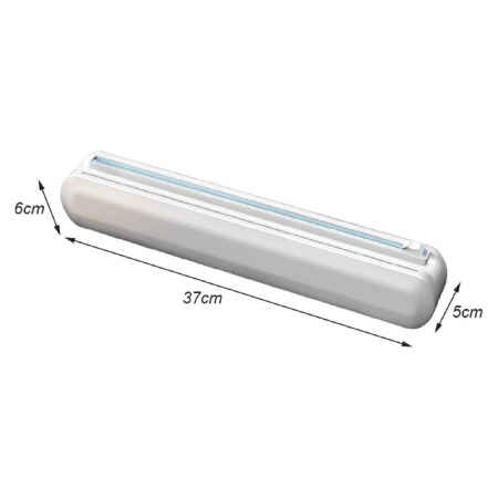 Dispenser Folie Alimentara Premium SUPER TRENDS® cu Taietor Culisant Reglabil, Baza Magnetica si Ventuze, Reutilizabil, Pentru Folie Alimentara Sau Aluminiu si Hartie de Copt, 37 x 6 x 5 cm, Alb [2]
