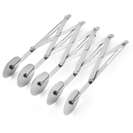 Produse - Dispozitiv cu 5 Rotite Extensibil Profesional SUPER TRENDS®, Pentru Taiat Aluat, Biscuiti, Ravioli si Patiserie, Otel Inoxidabil, 24.8 x 5.2 x 5.3 cm, Argintiu