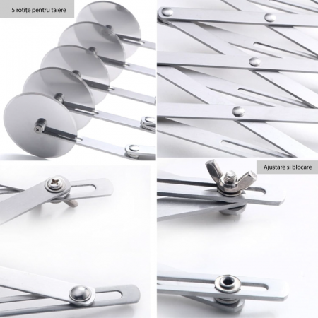 Dispozitiv cu 5 Rotite Extensibil Profesional SUPER TRENDS®, Pentru Taiat Aluat, Biscuiti, Ravioli si Patiserie, Otel Inoxidabil, 24.8 x 5.2 x 5.3 cm, Argintiu [2]