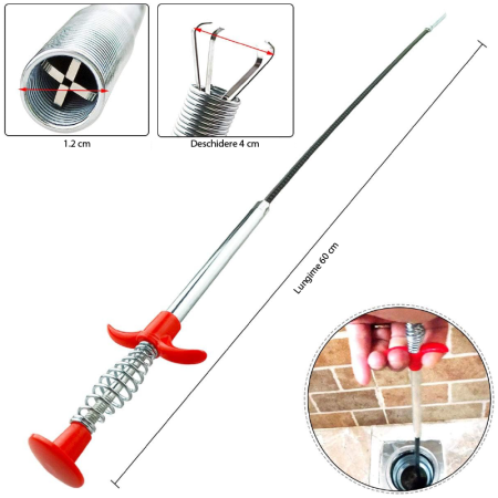 Dispozitiv Pentru Desfundarea Tevilor SUPER TRENDS®, Sarpe Multifunctional Din Otel Inoxidabil, Flexibil,  Curatare a Scurgerilor Din Bucatarie si Baie [3]