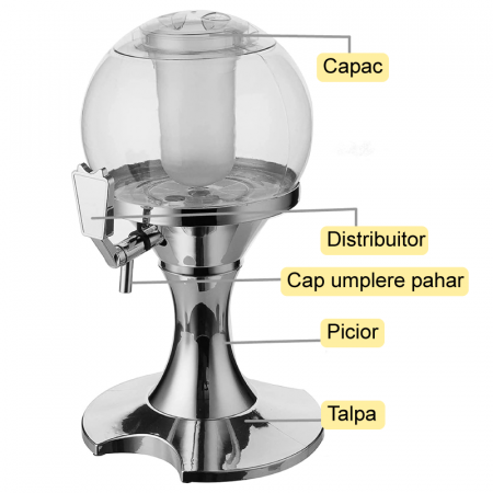 Dozator Bere Premium SUPER TRENDS®, Capacitate 3.5 Litri, cu Distribuitor, Recipient cu Gheata, Capac, Utilizat Pentru Bere, Vin, Vodca, Potrivit Pentru Petrecere, 22x24x39 cm [6]
