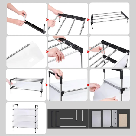 Dulap de Depozitare Incaltaminte SUPER TRENDS®, Raft Pentru Pantofi, Usor de Asamblat, Economiseste Spatiu, 5 Straturi, 62 x 35 x 96 cm, Alb [3]