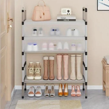 Dulap de Depozitare Incaltaminte SUPER TRENDS®, Raft Pentru Pantofi, Usor de Asamblat, Economiseste Spatiu, 5 Straturi, 62 x 35 x 96 cm, Alb [5]