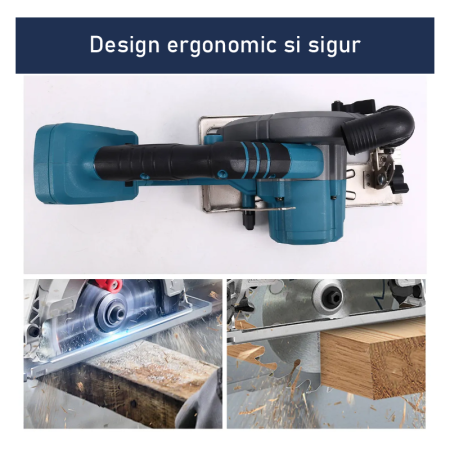 Fierastrau Circular cu 2 Acumulatori de 48V SUPER TRENDS®, Incarcator, Cheie Pentru Reglaj si Montaj Disc 125 mm, Albastru [2]