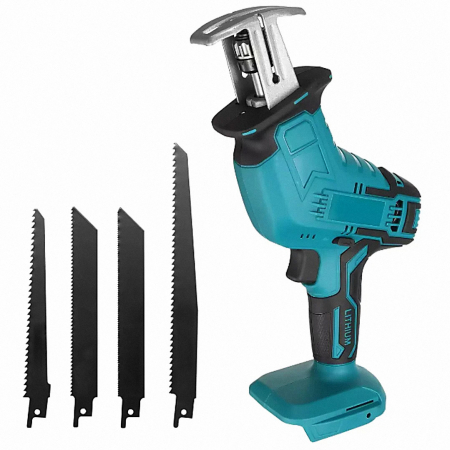 Produse - Fierastrau Electric Sabie Profesional SUPER TRENDS®, cu 2 Acumulatori 36V, Autonomie 3 Ore, 4 Panze, Pentru Multiple Materiale, Albastru