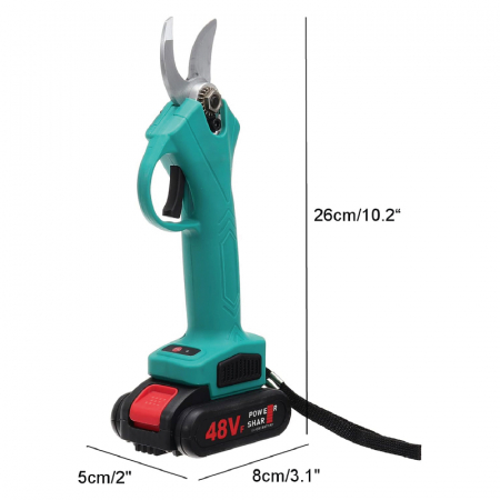 Foarfeca Electrica pentru Gradinarit Profesionala, SUPER TRENDS®, 2 Acumulatori 48V, cu Lama din Otel Carbon, Baterie 9700mAh, Valiza de Transport si Accesorii [5]