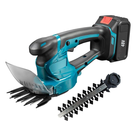 Scule & Unelte Bricolaj - Foarfeca Electrica Pentru Tuns Iarba si Gard Viu SUPER TRENDS®, Fara Fir, 2 Acumulatori 48 V, Albastru