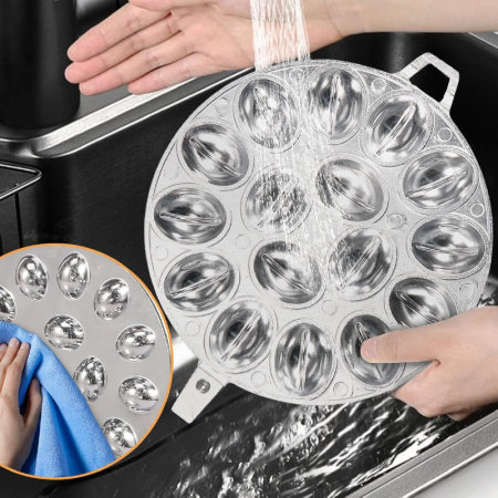 Forma de Copt cu 16 Orificii Pentru Prajituri in Forma de Nuca SUPER TRENDS®, Manere Din Lemn, Diametru 16 cm, Aluminiu, Gri [4]