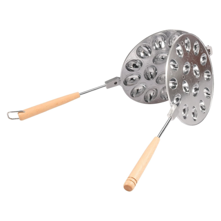 Casa & Gradina - Forma de Copt cu 16 Orificii Pentru Prajituri in Forma de Nuca SUPER TRENDS®, Manere Din Lemn, Diametru 16 cm, Aluminiu, Gri