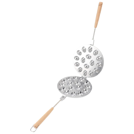 Forma de Copt cu 16 Orificii Pentru Prajituri in Forma de Nuca SUPER TRENDS®, Manere Din Lemn, Diametru 16 cm, Aluminiu, Gri [2]