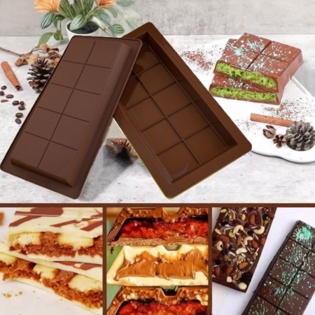 Forma Pentru Ciocolata Din Silicon Premium SUPER TRENDS®, 1 Bucata, Antiaderenta, 10 patrate, Demulare Usoara, Model Adanc, Ideala Pentru Tablete de Ciocolata, Biscuiti si Bomboane, 25 x 14 x 1, 7 cm, [5]