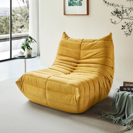 Casa & Gradina - Fotoliu Premium cu Interior Din Spuma de Calitate SUPER TRENDS®, Fara Asamblare, Galben, 87x100x70 cm