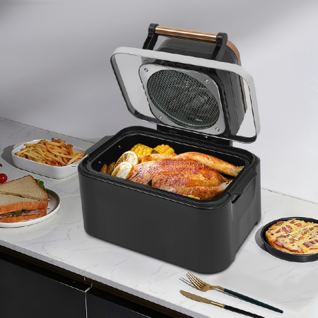 Friteuza cu Aer Cald 12 L, 2500W SUPER TRENDS®, Air Fryer cu Fereastra, Ecran Digital Tactil, 6 Programe, Temperatura 80-210°C, Negru [11]