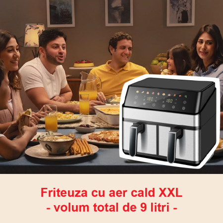 Friteuza Dubla Airfryer Fara Ulei Premium SUPER TRENDS®, Capacitate 9L, Putere 2000 W, Tehnologie Smart Chef cu 8 Programe Prestabilite [2]