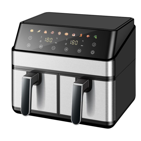 Electronice & Electrocasnice - Friteuza Dubla Airfryer Fara Ulei Premium SUPER TRENDS®, Capacitate 9L, Putere 2000 W, Tehnologie Smart Chef cu 8 Programe Prestabilite