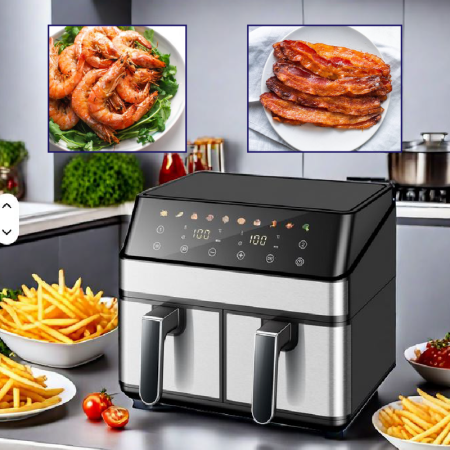 Friteuza Dubla Airfryer Fara Ulei Premium SUPER TRENDS®, Capacitate 9L, Putere 2000 W, Tehnologie Smart Chef cu 8 Programe Prestabilite [10]
