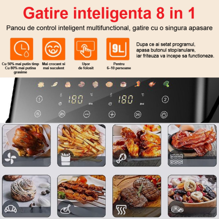 Friteuza Dubla Airfryer Fara Ulei Premium SUPER TRENDS®, Capacitate 9L, Putere 2000 W, Tehnologie Smart Chef cu 8 Programe Prestabilite [4]