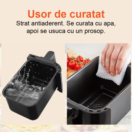 Friteuza Dubla Airfryer Fara Ulei Premium SUPER TRENDS®, Capacitate 9L, Putere 2000 W, Tehnologie Smart Chef cu 8 Programe Prestabilite + CADOU Razatoare 14 in 1 [5]