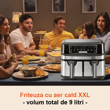 Friteuza Dubla Airfryer Fara Ulei Premium SUPER TRENDS®, Capacitate 9L, Putere 2000 W, Tehnologie Smart Chef cu 8 Programe Prestabilite + CADOU Razatoare 14 in 1 [3]