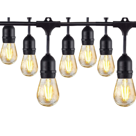 Casa & Gradina - Ghirlanda Stradala Luminoasa Retro SUPER TRENDS®, Lungime 10 M, 20 Becuri LED Incluse, Fasung E27, Interconectare, IP44, Rezistenta la Intemperii, Pentru Terasă, Balcon sau Cort, Lumina Calda