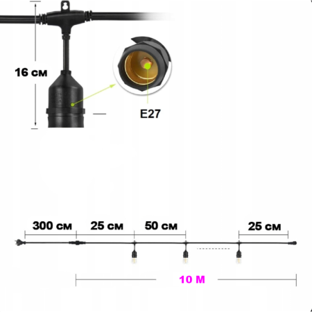 Ghirlanda Stradala Luminoasa Retro SUPER TRENDS®, Lungime 10 M, 20 Becuri LED Incluse, Fasung E27, Interconectare, IP44, Rezistenta la Intemperii, Pentru Terasă, Balcon sau Cort, Lumina Calda [2]