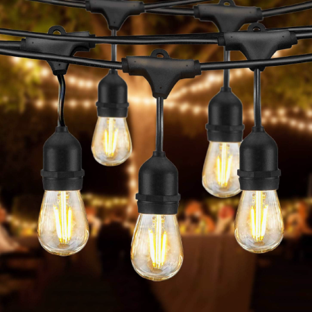 Ghirlanda Stradala Luminoasa Retro SUPER TRENDS®, Lungime 10 M, 20 Becuri LED Incluse, Fasung E27, Interconectare, IP44, Rezistenta la Intemperii, Pentru Terasă, Balcon sau Cort, Lumina Calda [3]