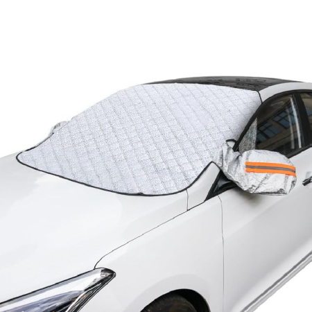 Auto - Husa Pentru Parbriz si Oglinzi Auto SUPER TRENDS®, Protectie Impotriva Prafului, Inghetului si Zapezii, Argintiu, 110x150 cm