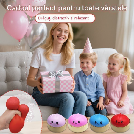 Squishy Dumpling Jucarie Antistres SUPER TRENDS®, Pentru Copii si Adulti, Cutie Inclusa, Culoare Aleatorie [3]
