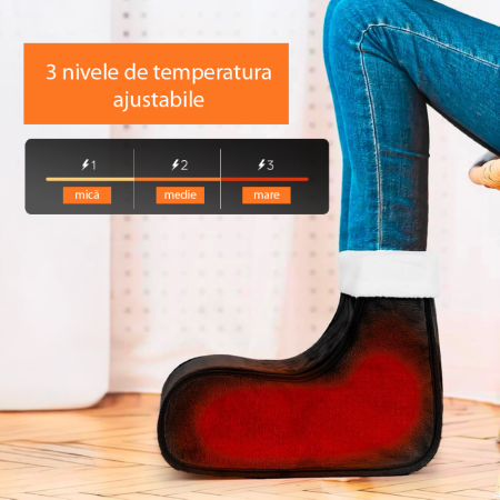 Incalzitor Electric Pentru Picioare SUPER TRENDS®, 100 W, 3 Temperaturi Reglabile, Temporizator 90 de Minute si Telecomanda, Husa lavabila din Fleece si Lana, Confort Rapid Pentru Picioare Reci [6]