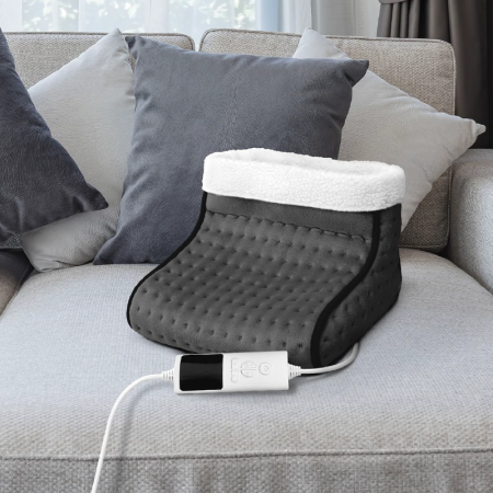 Incalzitor Electric Pentru Picioare SUPER TRENDS®, 100 W, 3 Temperaturi Reglabile, Temporizator 90 de Minute si Telecomanda, Husa lavabila din Fleece si Lana, Confort Rapid Pentru Picioare Reci [1]