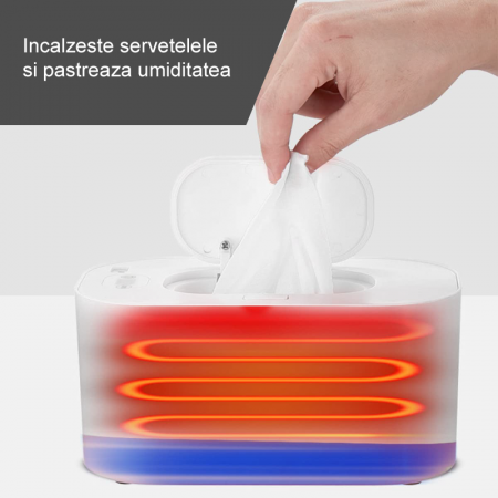 Incalzitor Portabil Pentru Servetele Umede Premium SUPER TRENDS®, Cablu USB, Ideal Pentru Calatorii, Capacitate Mare, Alb, 200×120×95 mm [4]