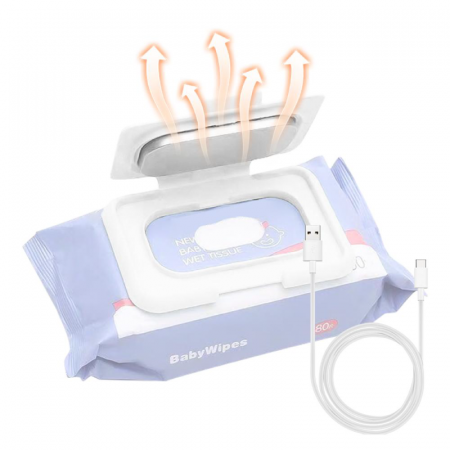 Incalzitor Servetele Umede Pentru Bebelusi Portabil Premium Super Trends®, cu Cablu USB, 12x8 cm, Albastru [4]