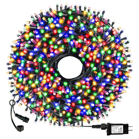 Casa & Gradina - Instalatie de Craciun cu LED-uri SUPER TRENDS®, 300 LED, 24 M, 8 Moduri de Iluminare, Conectabila Cap-la-Cap, Rezistenta la Apa IP55, Pentru Interior si Exterior, Multicolor