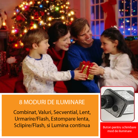 Instalatie de Craciun cu LED-uri SUPER TRENDS®, 300 LED, 24 M, 8 Moduri de Iluminare, Conectabila Cap-la-Cap, Rezistenta la Apa IP55, Pentru Interior si Exterior, Multicolor [1]