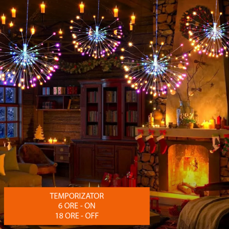 Instalatie de Craciun Model 5 Focuri de Artificii Decor SUPER TRENDS, 8 Moduri de Iluminare, Interconectabila, 200 LED-uri, Lungime 4m, Multicolor [3]