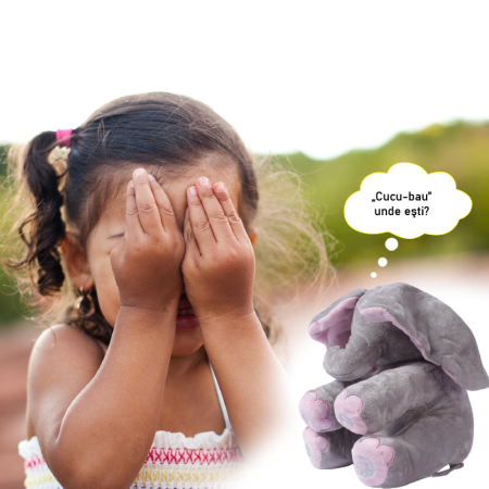 Jucarie Interactiva Muzicala Elefant de Plus pentru Copii 2+ SUPER TRENDS®, Canta Cucu-Bau, cu Urechi Miscatoare, Animal de Plus Moale, 30 cm [4]